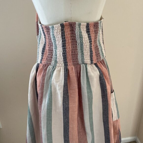 American Eagle Babydoll Halter Dress Size M Striped Empire Waist Beachy Boho - Picture 8 of 13